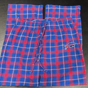 NFL Blue and Red Plaid Men's Flannel Pajama Pants